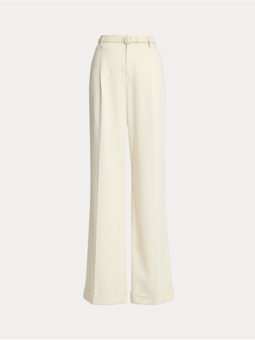 Ralph Lauren Collection Cream Wide Leg Wool Belted Trousers